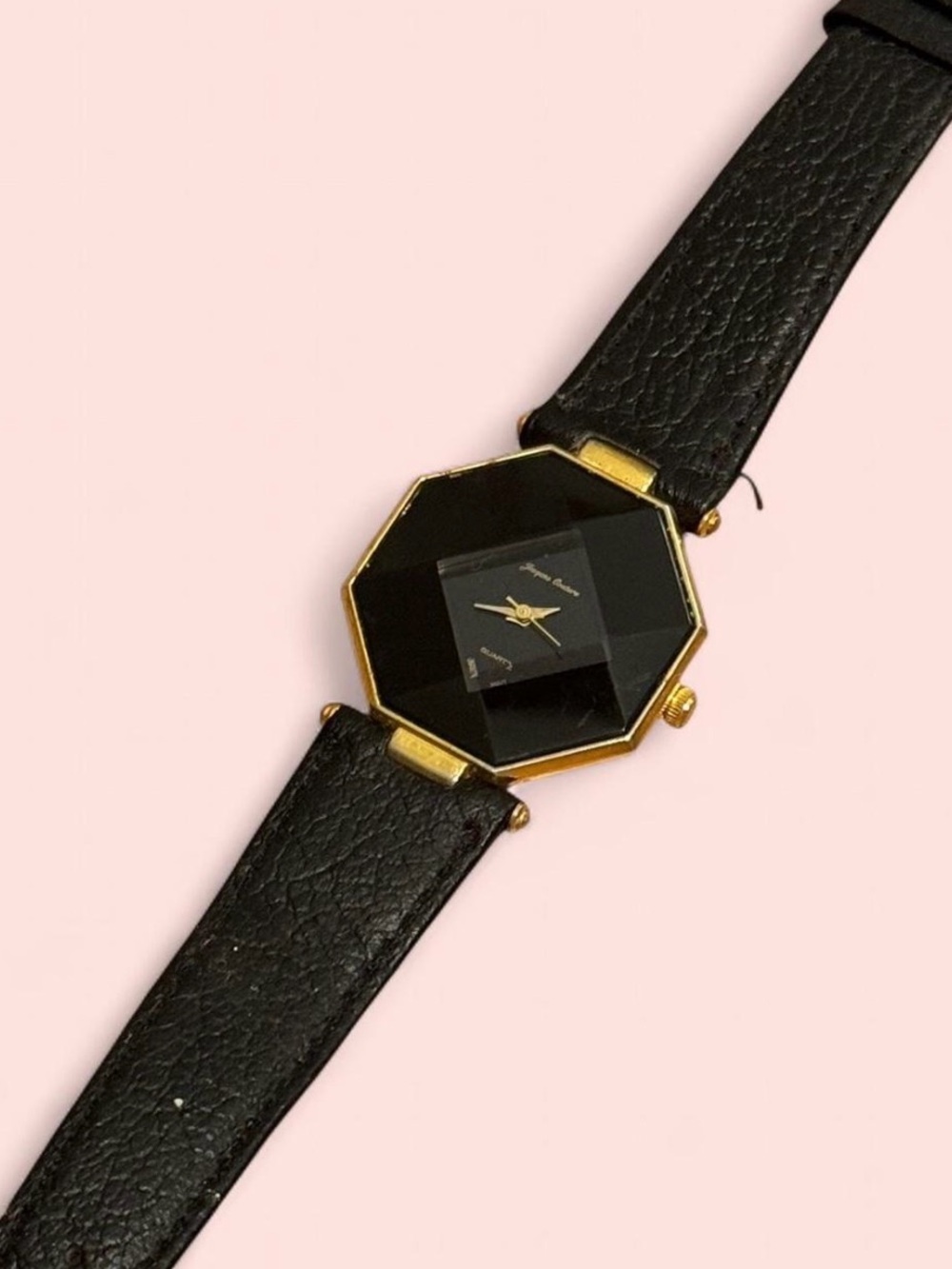 Vintage Jacques Couture Quartz Watch Octagonal Case & Genuine Leather Strap